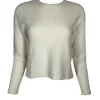 REPEAT CASHMERE WAFFLE STITCH CREW SWEATER - CREAM