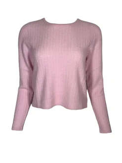 REPEAT CASHMERE WAFFLE STITCH CREW SWEATER - BLUSH