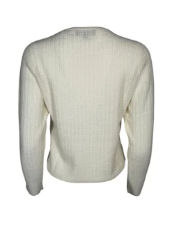 REPEAT CASHMERE WAFFLE STITCH CREW SWEATER - CREAM