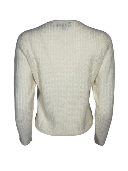 REPEAT CASHMERE WAFFLE STITCH CREW SWEATER - CREAM