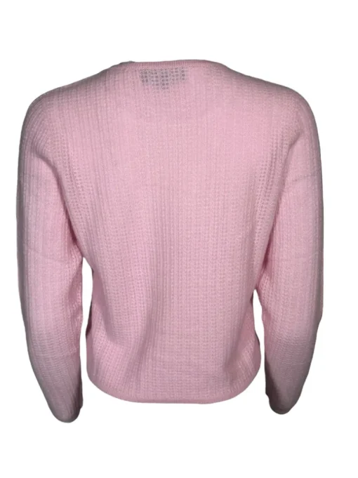 REPEAT CASHMERE WAFFLE STITCH CREW SWEATER - BLUSH