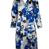 ROBERT FRIEDMAN DRESS - BLUE & BROWN FLORAL