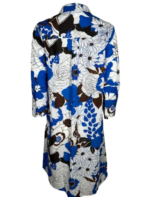 ROBERT FRIEDMAN DRESS - BLUE & BROWN FLORAL