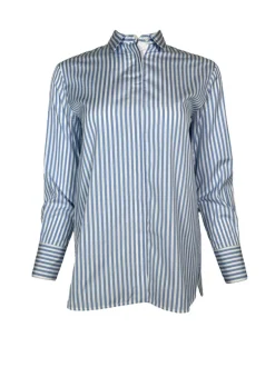 ROSSO 35 BACK PLEATED STRIPED SHIRT - LIGHT BLUE