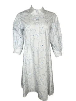 ROSSO 35 FLORAL DRESS - WHITE WITH BLUE