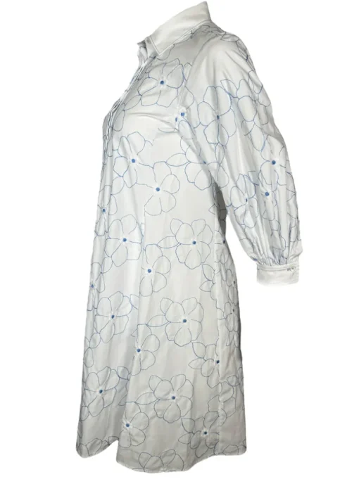 ROSSO 35 FLORAL DRESS - WHITE WITH BLUE