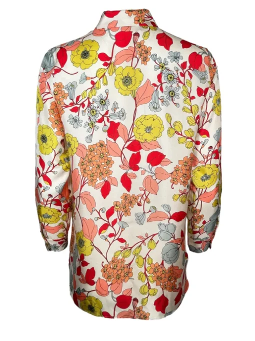ROSSO 35 SILK FLORAL SHIRT - MULTICOLOR ON WHITE