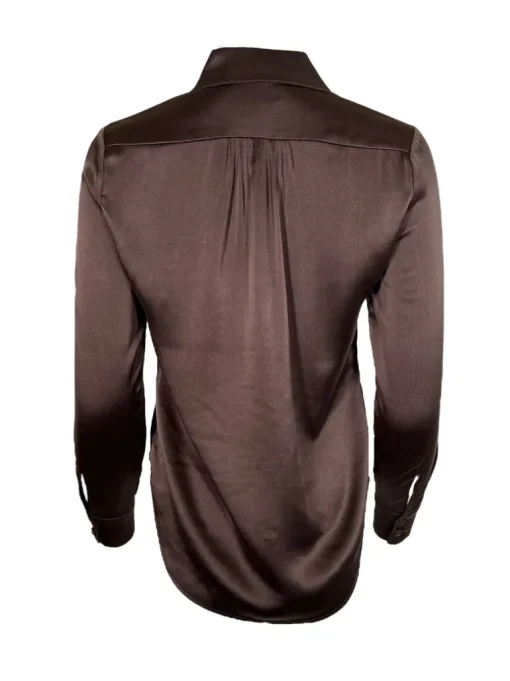 SAND COPENHAGEN STRETCH SILK TOP - DARK BROWN