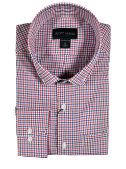 SCOTT BARBER TATTERSAL MEN’S SHIRT - BERRY