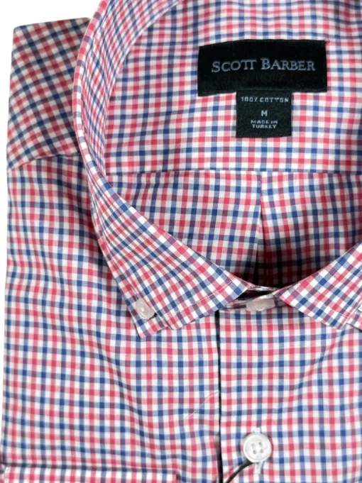 SCOTT BARBER TATTERSAL MEN’S SHIRT - BERRY