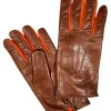 SERMONETA LEATHER GLOVES - BROWN & ORANGE