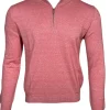 SETTEFILI CASHMERE 1/4 ZIP SWEATER - RED