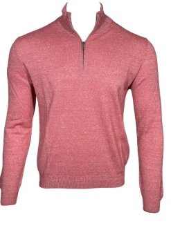 SETTEFILI CASHMERE 1/4 ZIP SWEATER - RED