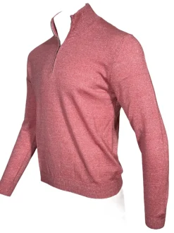 SETTEFILI CASHMERE 1/4 ZIP SWEATER - RED
