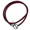 SPIVEY MEN'S BRAIDED LEATHER BRACELET - WINE WITH STERLING