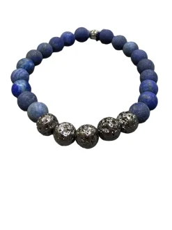 TATEOSSIAN BEADED BRACELET - BLUE LAPIS AND STEEL BEADS