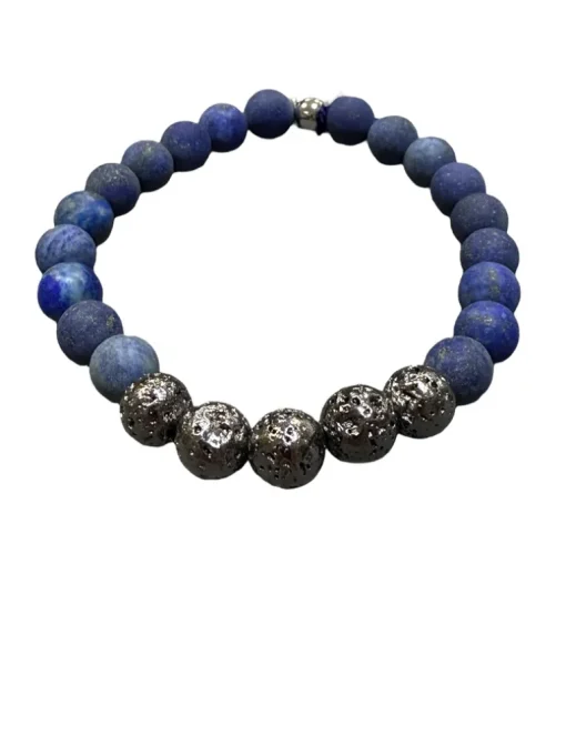 TATEOSSIAN BEADED BRACELET - BLUE LAPIS AND STEEL BEADS