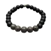 TATEOSSIAN BEADED BRACELET - BLACK LAVA AND STEEL BEADS