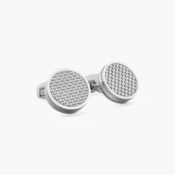 TATEOSSIAN CUFF LINKS - LIGHT GREY PALLADIUM TABLET