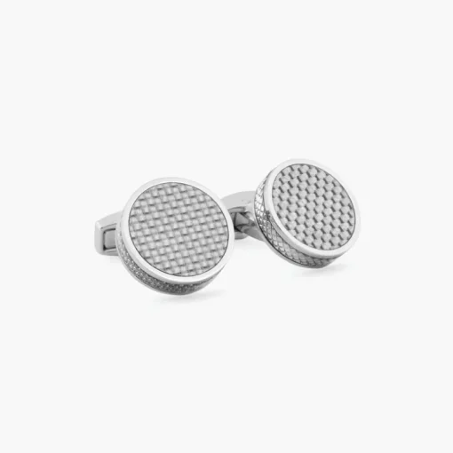 TATEOSSIAN CUFF LINKS - LIGHT GREY PALLADIUM TABLET