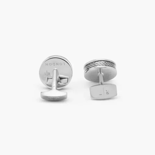 TATEOSSIAN CUFF LINKS - LIGHT GREY PALLADIUM TABLET