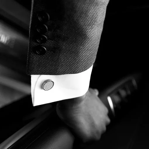 TATEOSSIAN CUFF LINKS - LIGHT GREY PALLADIUM TABLET