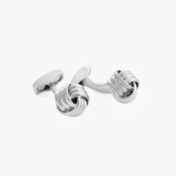 TATEOSSIAN CUFF LINKS - SILVER PALLADIUM PLATED CABLE KNOT