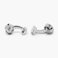 TATEOSSIAN CUFF LINKS - SILVER PALLADIUM PLATED CABLE KNOT