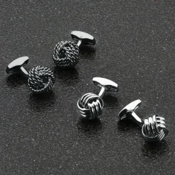 TATEOSSIAN CUFF LINKS - SILVER PALLADIUM PLATED CABLE KNOT
