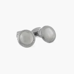 TATEOSSIAN CUFF LINKS - WHITE MOTHER OF PEARL BULLSEYE