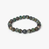 TATEOSSIAN LHASA GRAFFIATO BEADED BRACELET - BLACK RUTHENIUM PLATED WITH GREEN AGATE