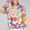 VILAGALLO BRIGHT FLOWERS SWEATER - MULTICOLOR ON WHITE