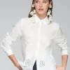 VILAGALLO EMBROIDERED PINEAPPLES SHIRT - WHITE