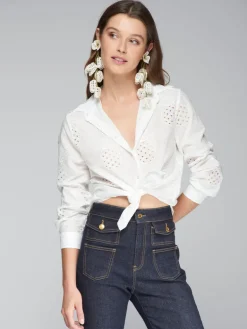 VILAGALLO EMBROIDERED PINEAPPLES SHIRT - WHITE