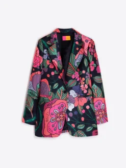 VILAGALLO FLOWER ROCK JACQUARD JACKET - NAVY