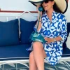 VILAGALLO GEOMETRIC DRESS - BLUE/WHITE