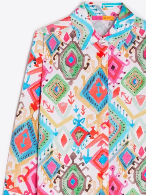 VILAGALLO IKAT WATERCOLOR SHIRT - MULTICOLOR