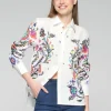VILAGALLO LINEN ARBOREAL SHIRT - MULTICOLOR ON WHITE
