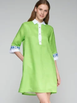 VILAGALLO LINEN DRESS - BRIGHT GREEN