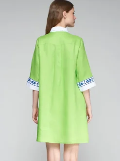 VILAGALLO LINEN DRESS - BRIGHT GREEN