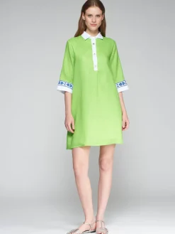 VILAGALLO LINEN DRESS - BRIGHT GREEN