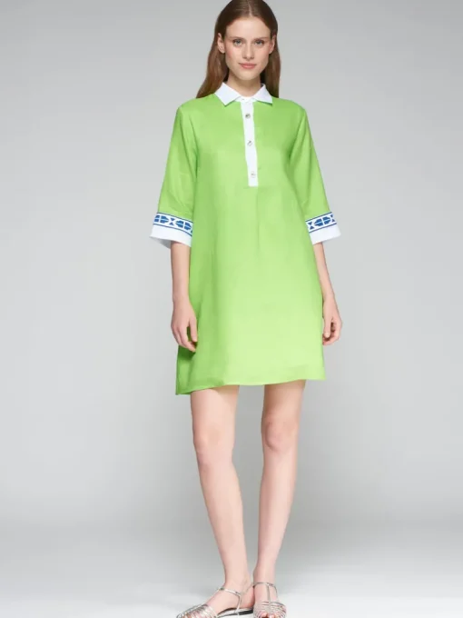 VILAGALLO LINEN DRESS - BRIGHT GREEN