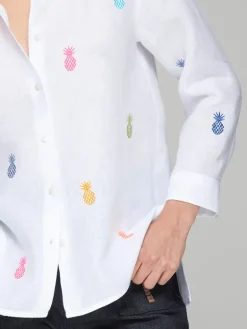 VILAGALLO LINEN PINEAPPLES SHIRT - WHITE