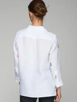 VILAGALLO LINEN PINEAPPLES SHIRT - WHITE