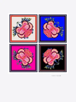 VILAGALLO MAXI FLOWER SILK SCARF - MULTICOLOR
