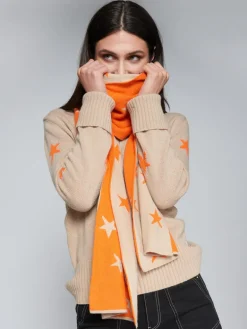 VILAGALLO NEON STARS SCARF - ORANGE & BEIGE