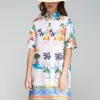 VILAGALLO PALM TREES PRINT DRESS - WHITE
