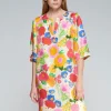 VILAGALLO SILK BRIGHT FLOWERS DRESS - MULTICOLOR