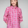 VILAGALLO SILK GEOMETRIC SHIRT - FUCSIA