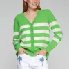 VILAGALLO STRIPED CARDIGAN - BRIGHT GREEN